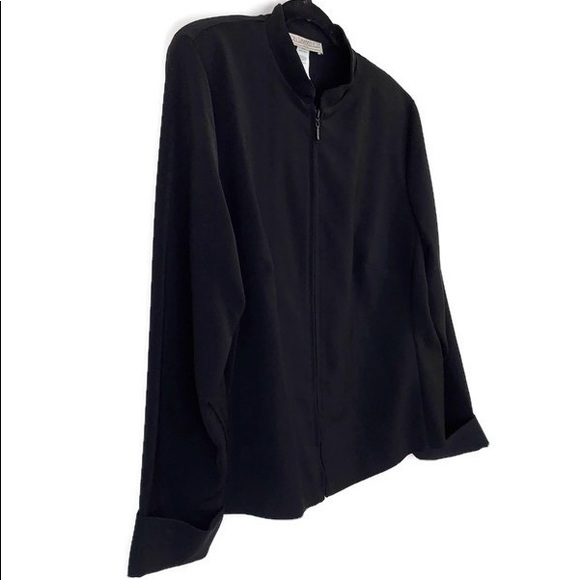 Jon Lawrence Ltd. Zip Front Mock Neck Blazer w/ Shoulder Pads - Picture 3 of 6